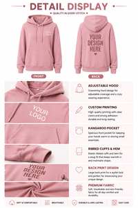 เสื้อฮู้ดดี้ผู้หญิงแบบสั่งทำพิเศษ ทรงโอเวอร์ไซส์ ผ้าฟลีซ สวมใส่สบาย สไตล์สตรีทแวร์ รับผลิตแบบ OEM ODM - Product Image 3