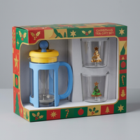 Cafetière à piston portable 350 ml (12 oz) en acier inoxydable et verre borosilicate, coffret cadeau pour les amateurs de café, cadeau de Noël
