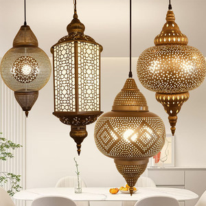 Southeast Asian Retro Openwork Chandelier Round Multi Head Led <b>Light</b> For Living Room And <b>Dining</b> Room Hotel Guesthouse Decor - Product Image 2