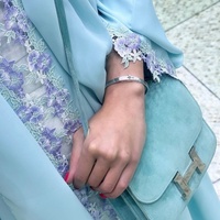 Mode fleur broderie arabe islamique Abaya à manches longues EID modeste Dubaï Abaya ouvert musulman à la mode femmes robes musulmanes