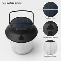 Lanterne de camping solaire LED JD-L904BR rechargeable Type-C, lampe de tente portable à suspendre, gradation à 5 niveaux, étanche IP44, 6000K