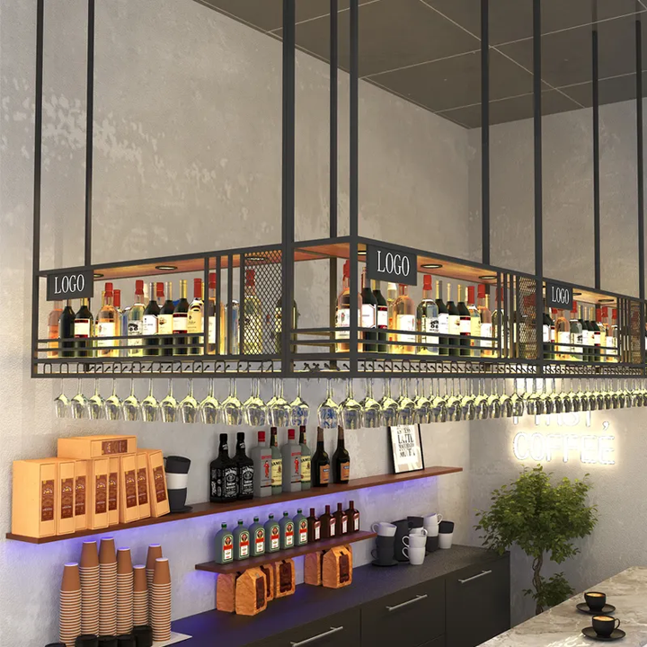 Customized Bar Counter Top Wine Glass Storage Racks