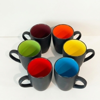 Lot de tasses à café en céramique intérieure, noir mat et multicolore arc-en-ciel, assortiment en stock, pour fournisseurs, commandes express et lots de vente en gros
