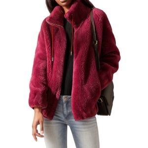 Manteau d'hiver en polaire shaggy chaud et court, grande taille, avec fermeture éclair, style mode - Product Image 1