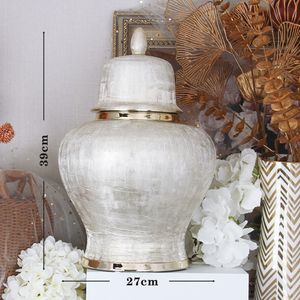 Vaso Decorativo Nordico J310, Ornamento in Ceramica Argentata per Composizioni Floreali, Produzione per Fiera di Canton - Product Image 5