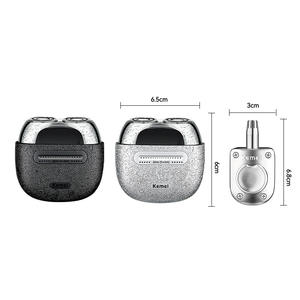 เครื่องโกนหนวดไฟฟ้าเคเมอิใบมีดคู่สแตนเลส IPX7 กันน้ำ USB ชาร์จเครื่องโกนหนวดขนาดเล็กสำหรับผู้ชายดูแลร่างกาย - Product Image 1