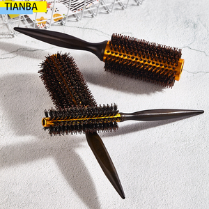 <span class=keywords><strong>Brosse</strong></span> <span class=keywords><strong>ronde</strong></span> professionnelle en bois antique pour salon, avec poils de sanglier et <span class=keywords><strong>nylon</strong></span>, manche en bois - Product Image 5