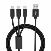 Câble de charge USB 3 en 1 en nylon tressé 2A pour iPhone Samsung Huawei USB-C Micro V8