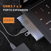 Thunderbolt 4 Usb C Layar 4K, Stasiun Dok Thunderbolt 7 In 1, USB 3.0, Hub Tipe C 3.1, Adaptor Usb untuk MacBook Pro/Air