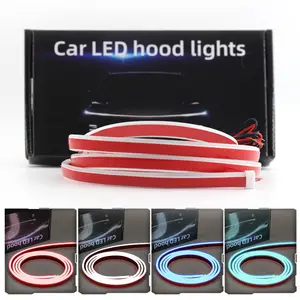 LED Scan mulai tudung mobil lampu trim 12V mobil LED hood berjalan siang hari Strip lampu fleksibel tahan air mobil LED trim melalui cahaya