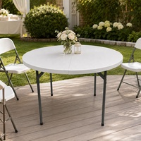 Großhandel 6ft Runde Metall-Kunststoff-Klapptische und -Stühle für Bankette, Outdoor-Garten-Events, Partys und Essen im Freien