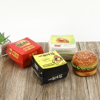 Boîte à hamburger en carton personnalisée avec design de dessin animé pour restaurant de restauration rapide, livraison à emporter, fête