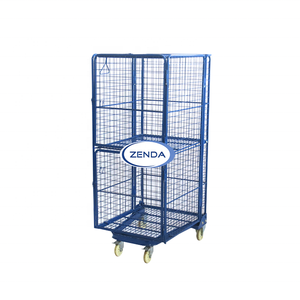 ZENDA ticari depolama endüstriyel 500kg tekerlekler ile galvanizli Metal çamaşır rulo kafes market arabası - Product Image 4