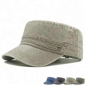 Casquettes plates pour hommes en coton délavé, style casquette de cadet, pour loisirs et activités de plein air, protection solaire - Product Image 1
