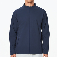 Veste pour homme à col montant, fermeture éclair intégrale, unie, résistante à l'eau, grande taille