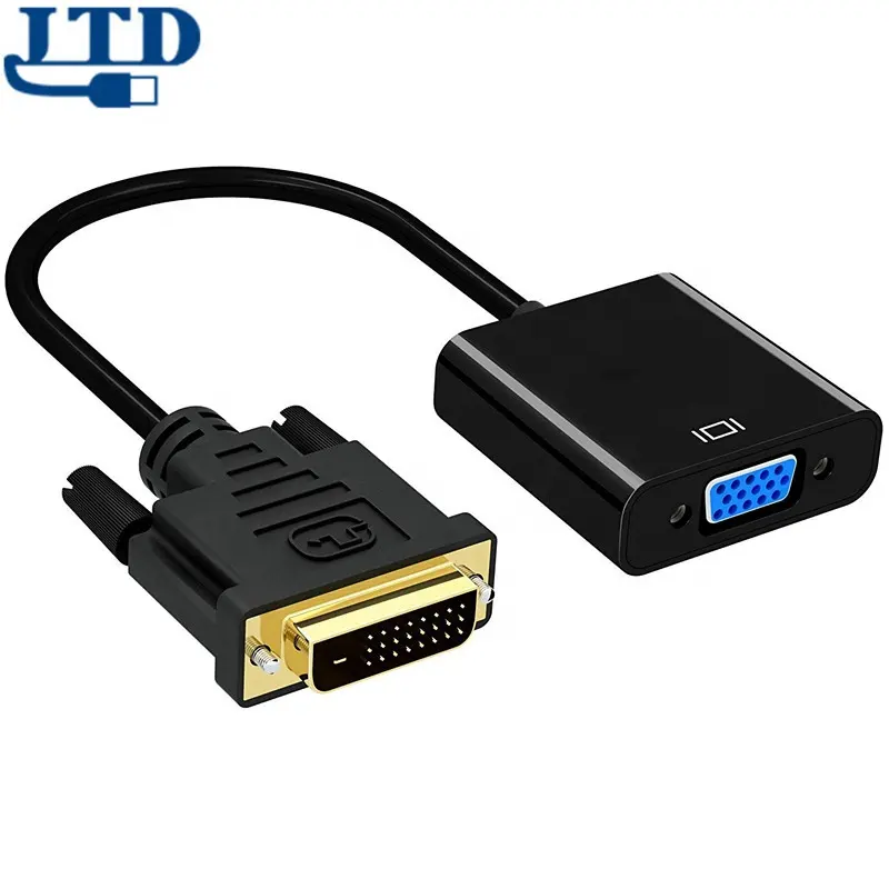 DVI 24 + 1 Pin Adaptor Kabel Aktif Vga2dvi, Konverter DVI Ke VGA Data Line Komputer Monitor Butt Joint, Dua Tautan Ke VGA 15Pin