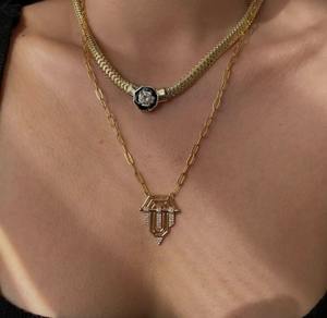 Nuevo y Popular Collar y Pendientes de Turquía, Acero Inoxidable, Oro, Circonita, Piedras Preciosas, Collar con Diamantes - Product Image 1