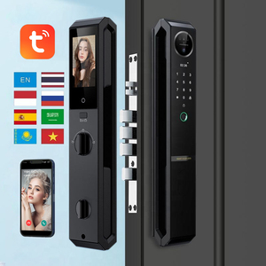 Kunci Pintu Depan Rumah Mewah Luar Ruangan Berbahan Aluminium Elektronik dengan Kunci Biometrik Sidik Jari Tuya Smart Lock dan Kamera Pengenal Wajah 3D - Product Image 1