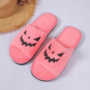 Ladies' <b>Halloween</b> Plush <b>Slippers</b>, Ghost Pumpkin Face, Funny Soft Orange Pumpkin Indoor Home Use <b>Slippers</b> - Product Image 4