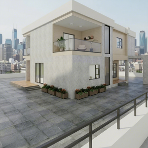 Casa Modular Ecológica de Acero Ligero de 2 Pisos, 3 Recámaras, 3 Baños, Prefabricada, Moderna, con Energía Solar, para Parque, Escuela, Sala de Estar - Product Image 1