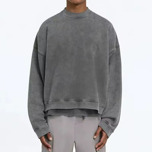 Sweatshirts surdimensionnés à col ras du cou en coton éponge français délavés à l'acide vintage pour hommes Streetwear impression DTG personnalisée automne 100% - Product Image 5