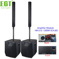 Enceinte colonne active professionnelle EGT 8x3 pouces pleine gamme avec subwoofer 15 pouces et tweeter néodyme pour scène et conférence