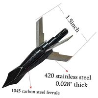 Lot de 6 pointes de flèche de chasse en aluminium aéronautique inoxydable à 4 lames, 125 grains, noires, assemblées, pour carquois de tir à l'arc