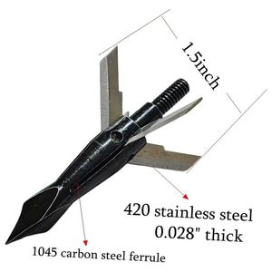 6 unidades de puntas de caza para arco de 4 hojas, 125 grains, de acero inoxidable y aluminio aeronáutico, negras, ensambladas, para carcaja de arco - Product Image 4