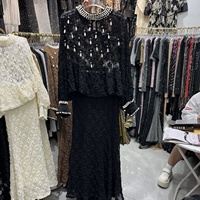 Ensemble deux pièces en tricot crocheté orné de perles élégant et haut de gamme SR2544 pour femmes, été, anti-rides, perles complexes, polyvalent