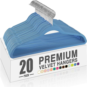 Lot de 50 cintres en velours antidérapants de qualité supérieure pour la maison et cintres noirs sans couture pour costumes, cintres en plastique - Product Image 1