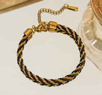 Bracelet en acier inoxydable tressé fait main, motif torsadé, bicolore, coloré, pour femme, bijou de charme