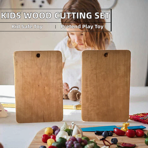 Wood Disposable Kids Cutting Board Square 1.5cm Thick Fruit <b>Knife</b> Mini <b>Bread</b> Steak Serving Tray Toddler Kitchen Pretend - Product Image 2