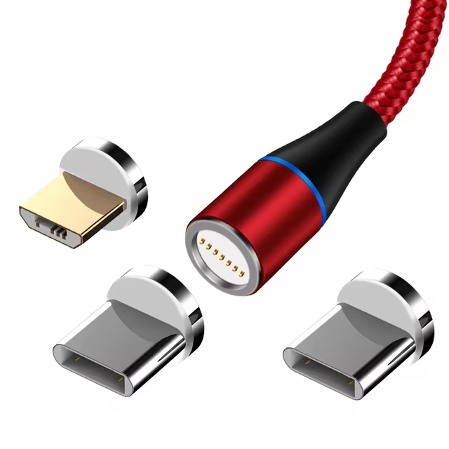 Hot Selling 3A 360 Degree Rotating 3 in 1 Fast Charging Cable Nylon Braided Magnetic Phone Charger Magnetic Charging Cable
