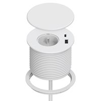 Prise de courant ronde avec ports USB, prise de courant de table dissimulée, prise de bureau encastrée avec couvercle rabattable, prise pour mobilier de bureau