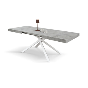 Elise Extendable Dining <b>Table</b> 140x90 Cement Grey Melamine <b>Top</b> Metal Base Internal Use - Product Image 2