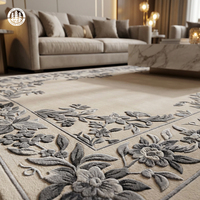 Tapis de salon modernes de luxe - Grande surface en laine de Nouvelle-Zélande/soie/soie de bambou, résistants au feu, tuftés à la main, lavables/imperméables/anti-bactériens
