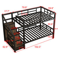 Cama Alta Metálica Moderna Tamaño Queen con Escalera y Armario para Dormitorios, Hoteles, Apartamentos - Nuevo Diseño