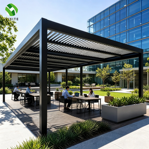 Pérgola de Aluminio para Vivienda Residencial con Techo de Láminas Manuales o Eléctricas, Larga Vida Útil, Recubrimiento en Polvo, para Jardín Privado - Product Image 1