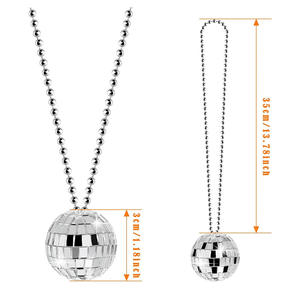 Colliers pendentifs boule <span class=keywords><strong>disco</strong></span> miroir en argent pailleté pour soirée <span class=keywords><strong>disco</strong></span> des années 70 et 80 pour déguisement de <span class=keywords><strong>femme</strong></span> Accessoires d'habillage - Product Image 3