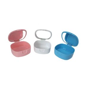 Portable <b>Retainer</b> <b>Case</b> With Mirror Orthodontic Storage Box For Invisalign Aligners Sky Blue Pastel White ABS Material - Product Image 3
