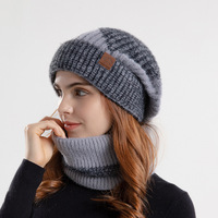 Vente en gros SYH964 Bonnet d'hiver de luxe Écharpe Ensembles de gants Logo personnalisé Tricoté Cachemire Laine Camouflage pour les femmes en plein air