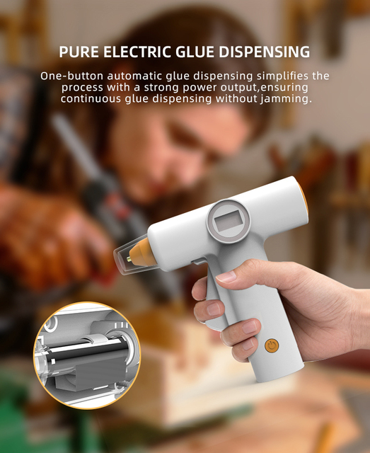 Kingvospro Cordless Hot Melt Glue Gun with Li-ion Battery Mini Hot Melt Glue Gun with LCD Display for DIY Craft Home Repair