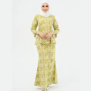 SIPO Eid Modest Fashion Printed Islamic Clothing Designs Malaysia 2 Pieces Abaya With Hijab Satin Baju Kurung And Baju Melayu