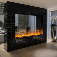 Soporte de TV de 3 lados, chimenea de madera eléctrica de lujo moderna, chimenea de vapor de agua atomizada incorporada, montada en la pared para sala de estar de hotel