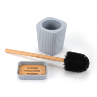 Ensemble de salle de bain 6 pièces en bois et plastique écologique WC brosse de toilette moderne accessoires de salle de bain ensemble de luxe pour la maison