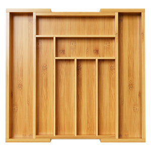 Bamboo Modern Kitchen Single Tier Expandable Foldable <b>Drawer</b> Divider Storage <b>Tray</b> - Product Image 1