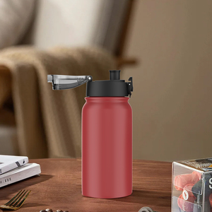 Bouteille d'eau isotherme de haute qualité à double paroi avec logo personnalisé en acier inoxydable avec paille 350 ml - Product Image 4