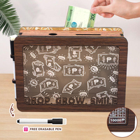 Hucha de madera personalizada DIY con orejas de gato y contador, caja de ahorro de dinero de 500/1000 pesos para niños y adultos, rastreador de objetivos de ahorro