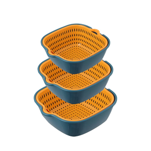 Cesta de drenaje de plástico para cocina, de doble capa, multifuncional, apta para lavavajillas, para lavar frutas y verduras - Product Image 1