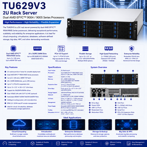 TongTaiYi TTY TU629V3 Dual AMD EPYC 9004 9005 2U Rack-<span class=keywords><strong>Server</strong></span> Enterprise Cloud Computing Virtualisierungs-Datenbank-Speicherserver - Product Image 1